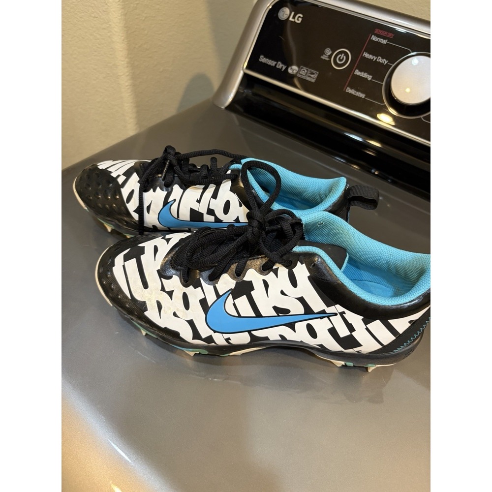 Nike Women's Hyperdiamond Cleats Fastflex Size 8.5 Black White Blue AR 0996-041 - Picture 1 of 6